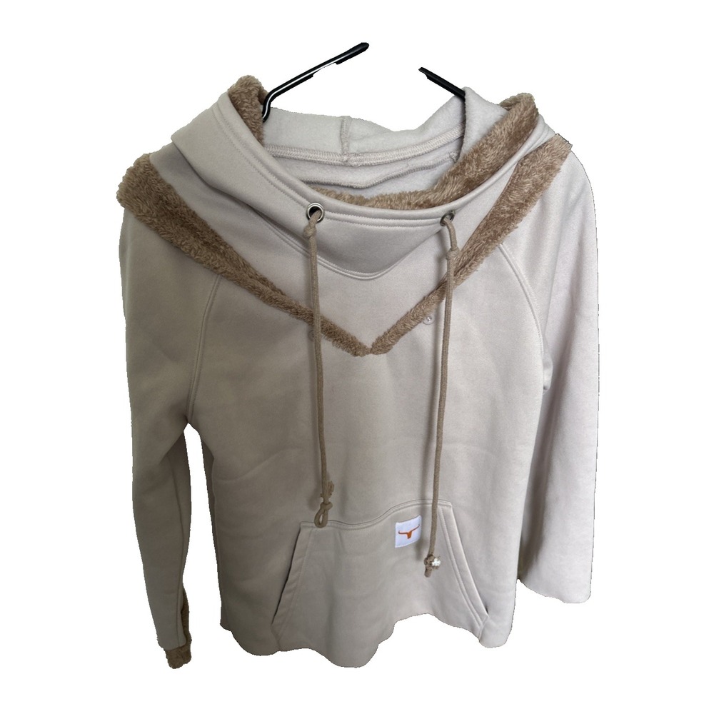 Texas Longhorns Composition Pullover Fleece Women's Size S Camel Heather  Fur